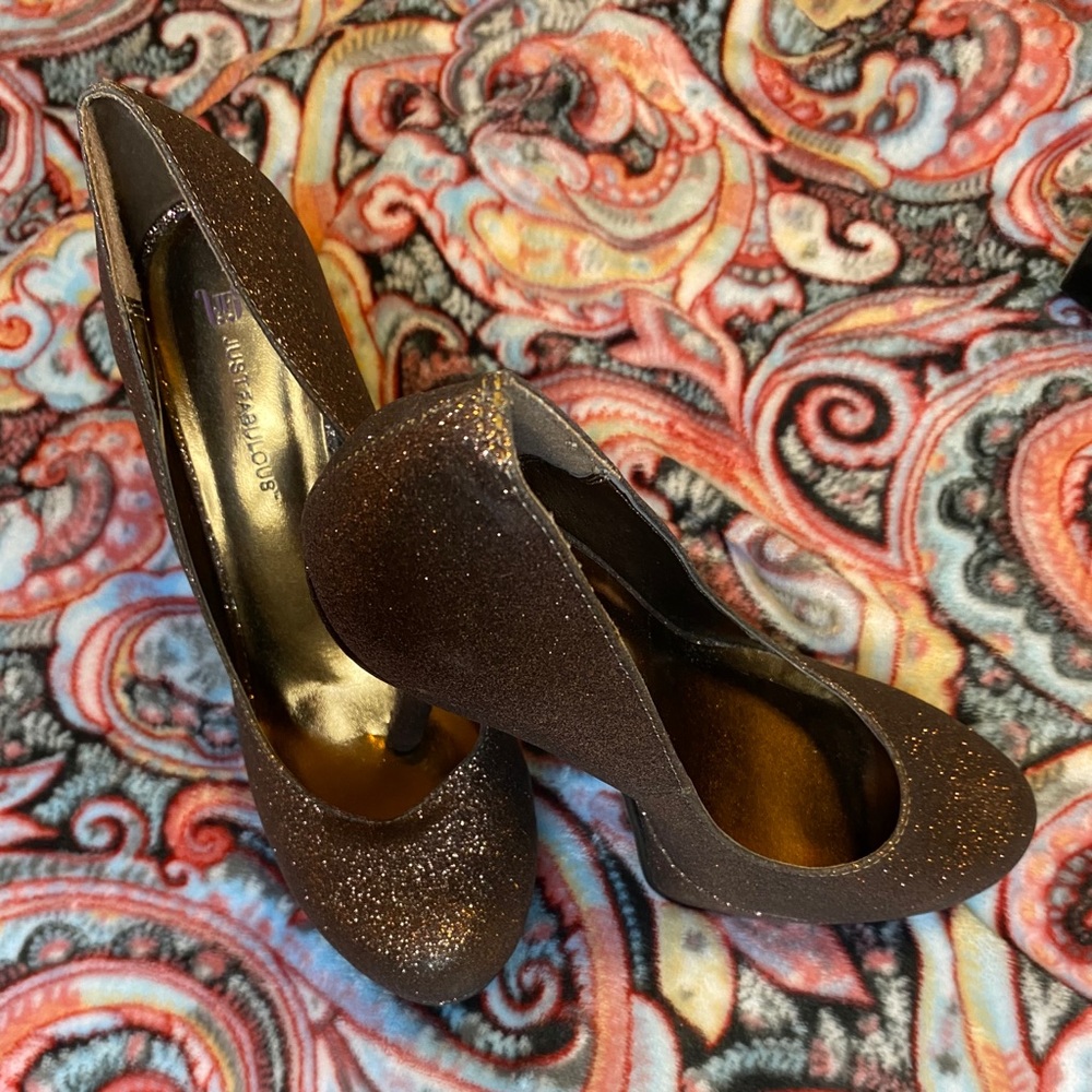Metallic Bronze Glitter Heels